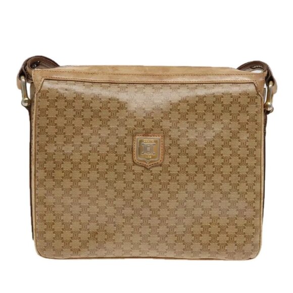 CELINE Macadam Canvas Shoulder Bag Beige Authentic - Picture 3 of 16